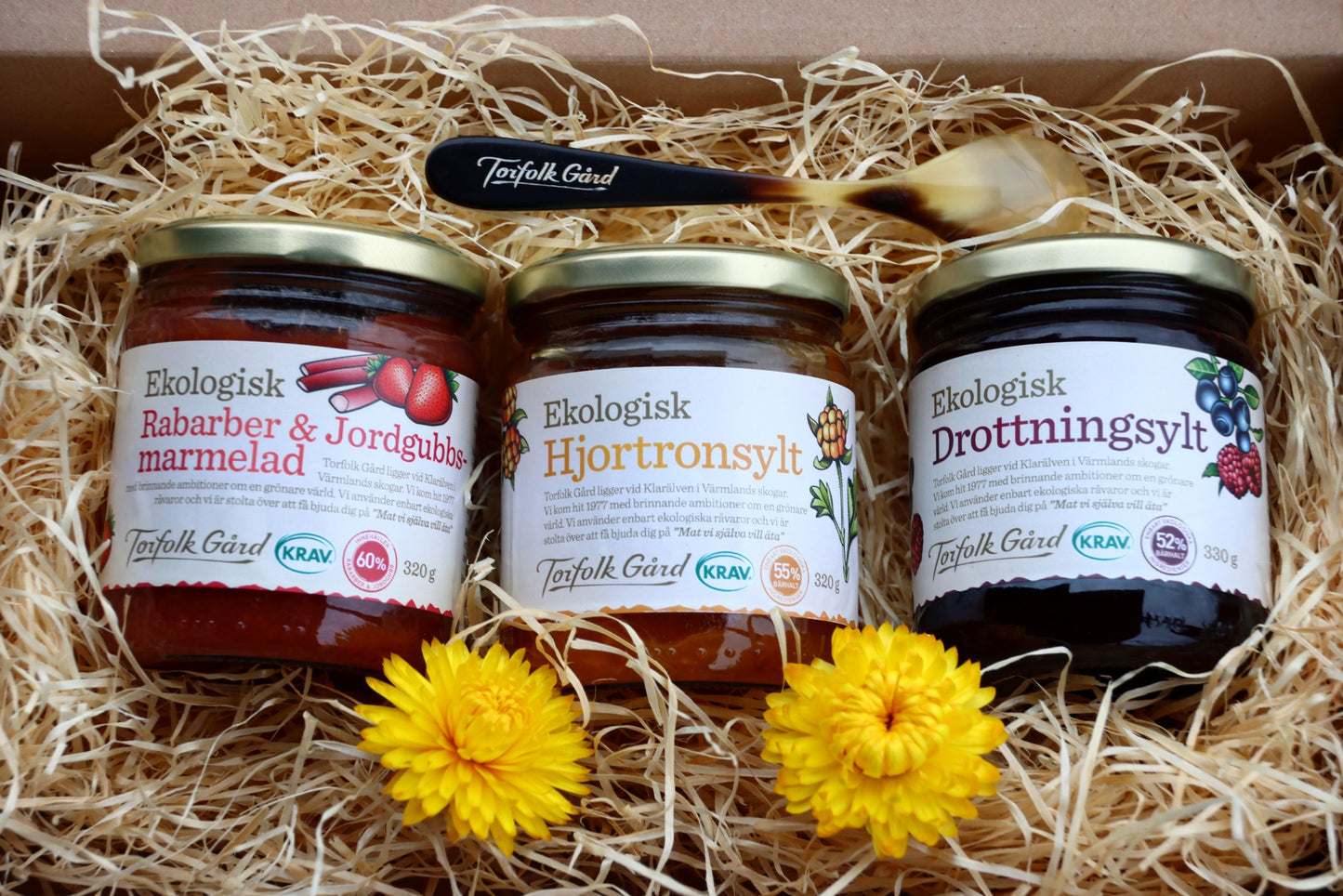 Mother's Day Gift Box — Organic Jam Trio with a unique Torfolk Spoon