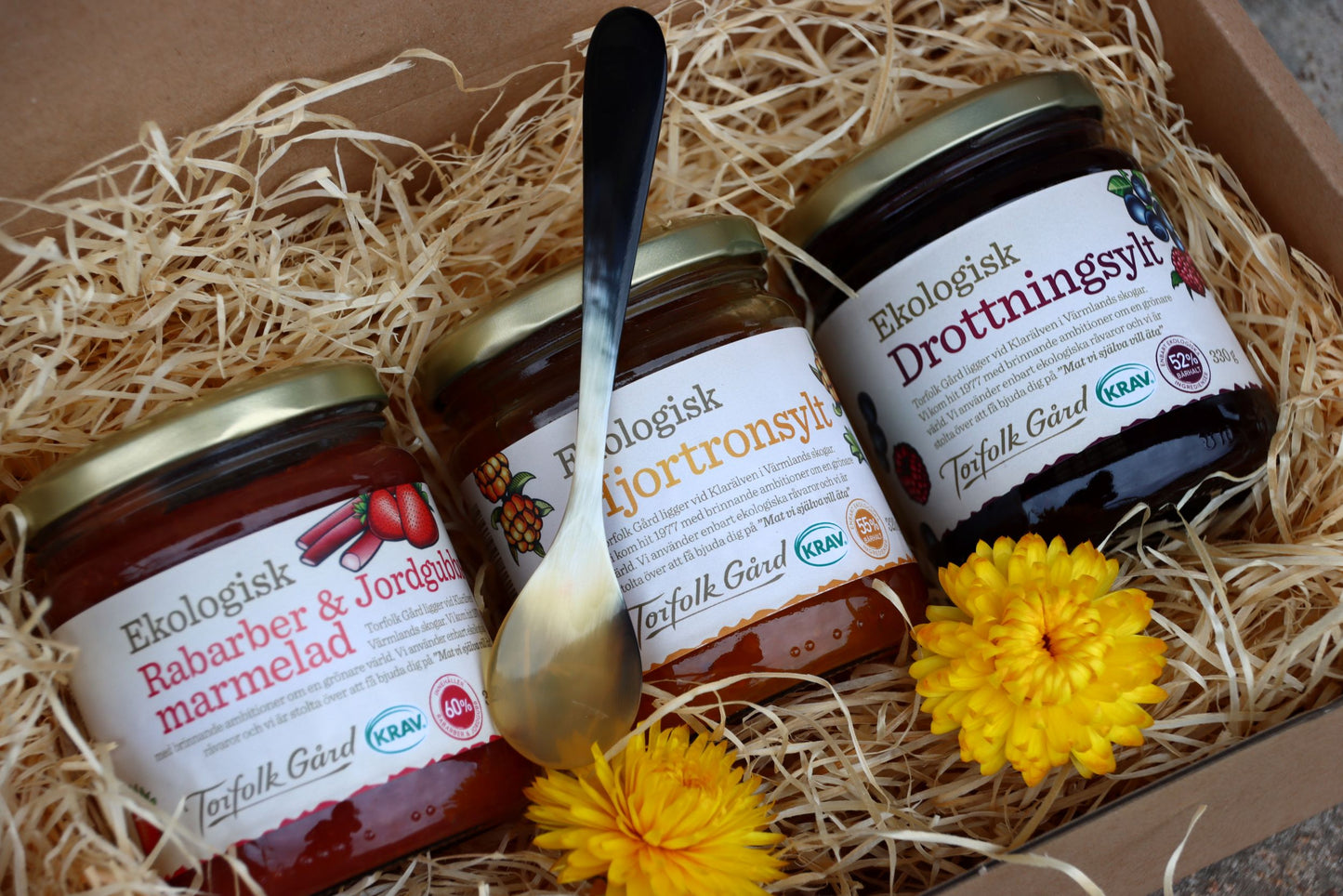 Mother's Day Gift Box — Organic Jam Trio with a unique Torfolk Spoon