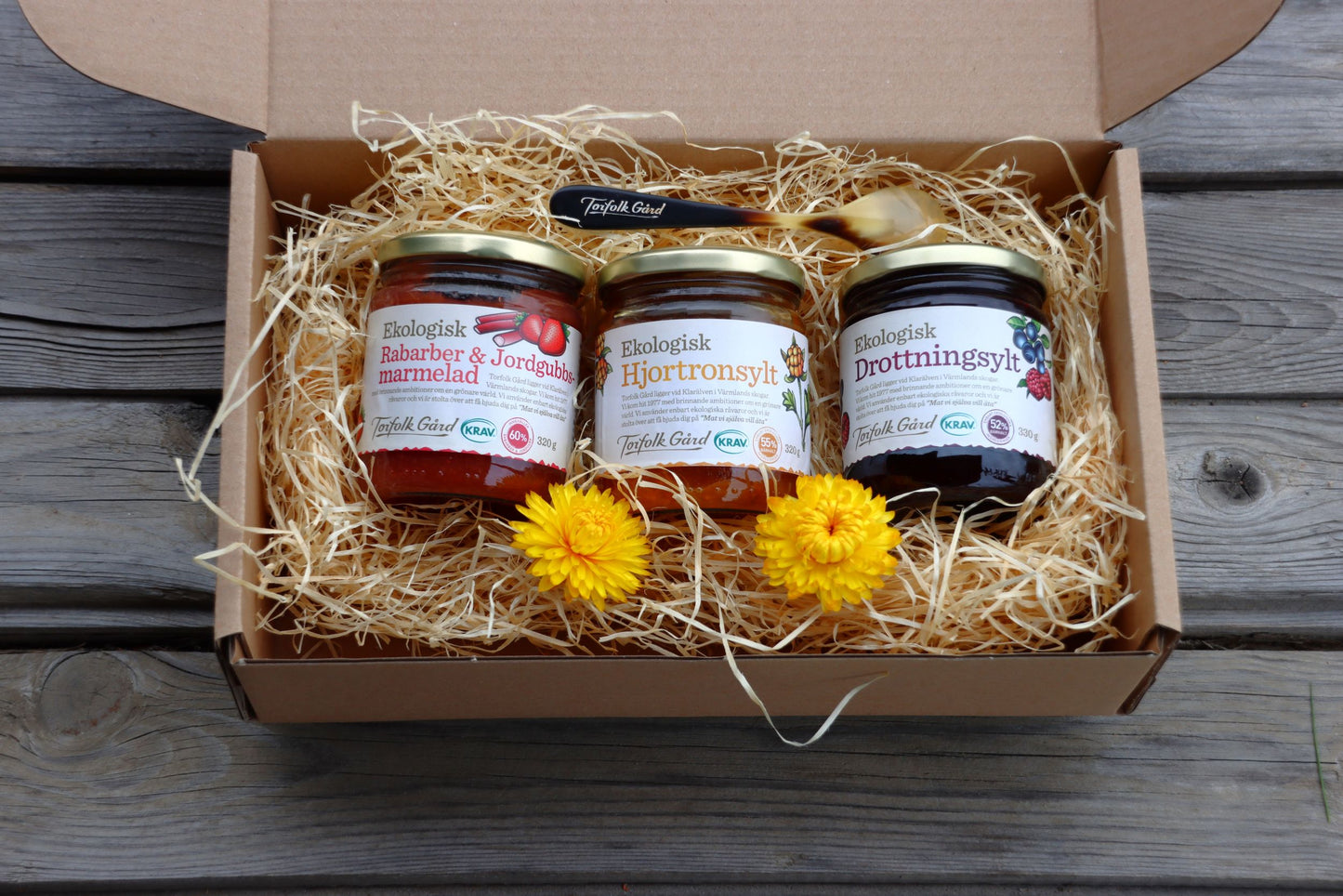Mother's Day Gift Box — Organic Jam Trio with a unique Torfolk Spoon